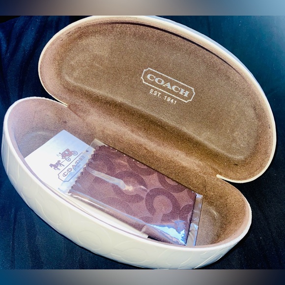 Coach Accessories - Coach White Vinyl Sunglass Case with New microfiber cleaning cloth and care book